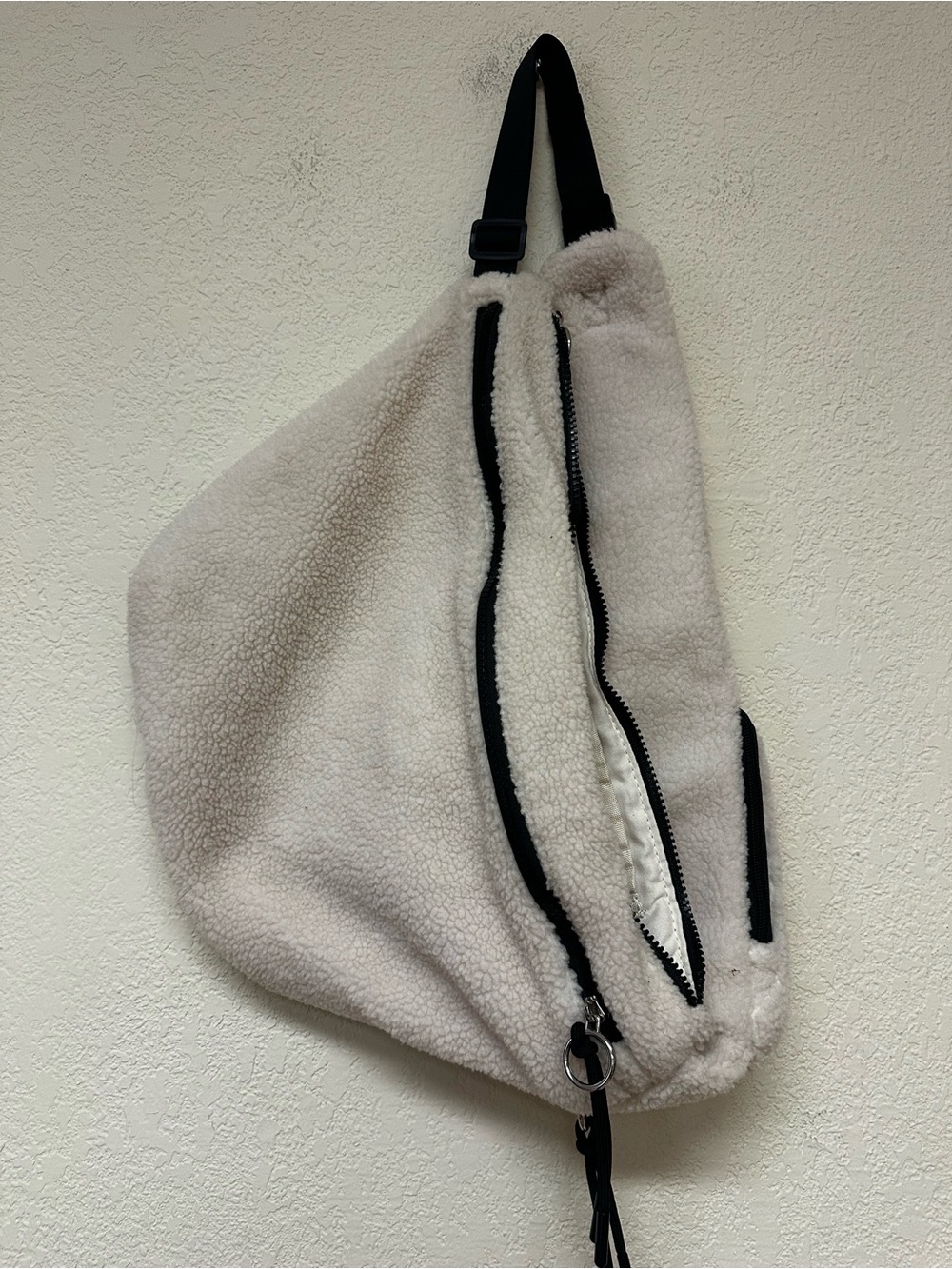 Free People Cream Faux-Shearling Crossbody with Black Trim - Picture 3 of 5